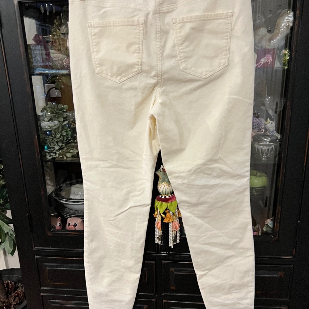 NEW Talbots Corduroy Jeggings Slimming Panel High Waist Ivory Cream NWT $95